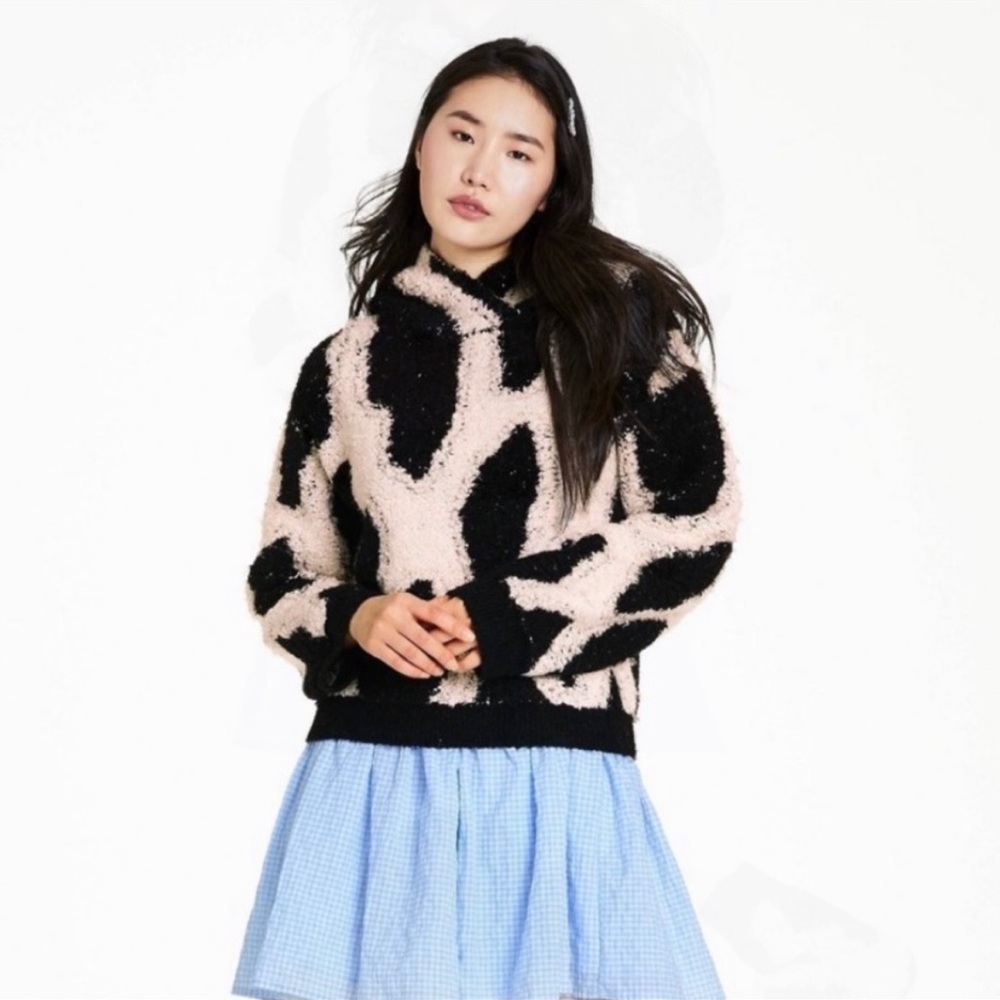 Leopard Sherpa Sweatshirt Sandy Liang Size x-small XS - Picture 4 of 8